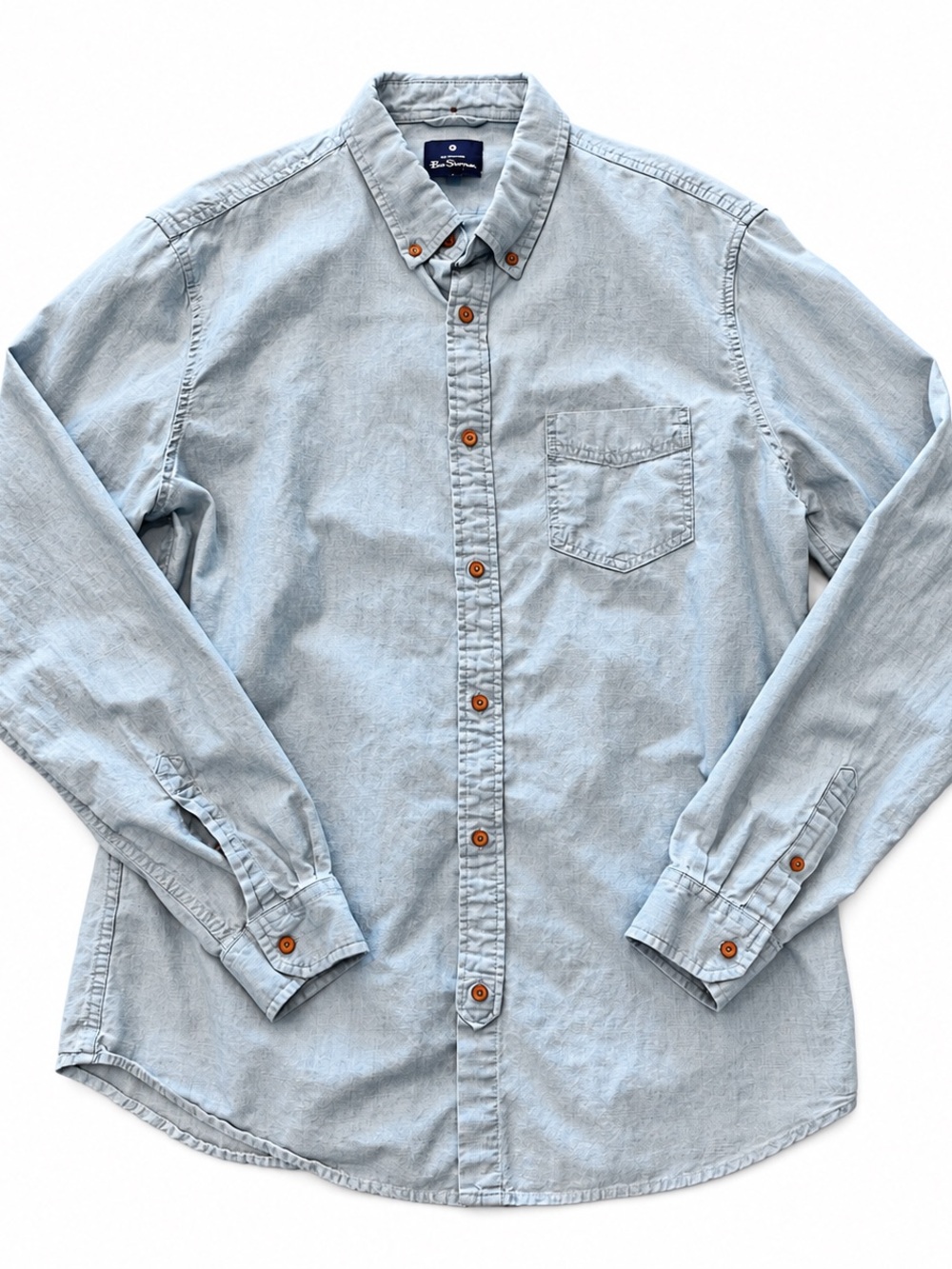 Ben Sherman Beatnik Wash Light Blue Button Down Shirt Men’s Large